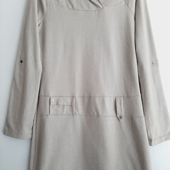 LOLE Evolt Long Utility Sleeve Casual Mini Dress Shawl Neck Beige Sz M - Picture 5 of 15